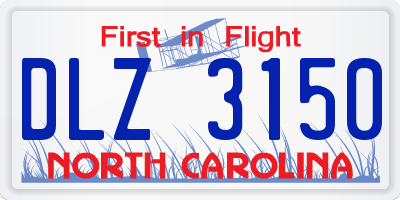 NC license plate DLZ3150