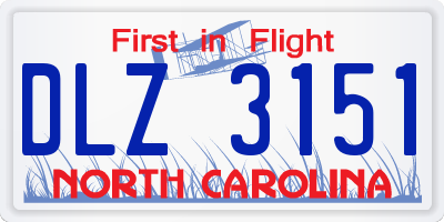 NC license plate DLZ3151
