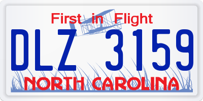 NC license plate DLZ3159