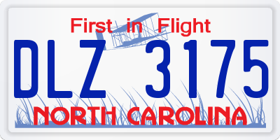 NC license plate DLZ3175