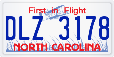 NC license plate DLZ3178