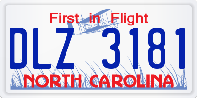 NC license plate DLZ3181