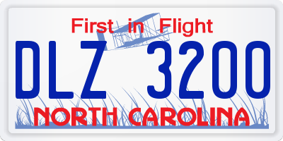NC license plate DLZ3200