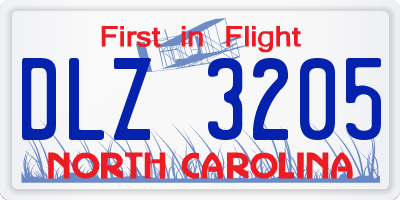 NC license plate DLZ3205