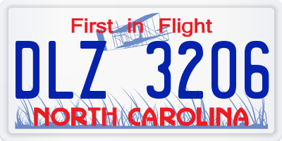 NC license plate DLZ3206