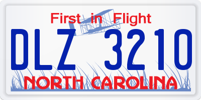 NC license plate DLZ3210