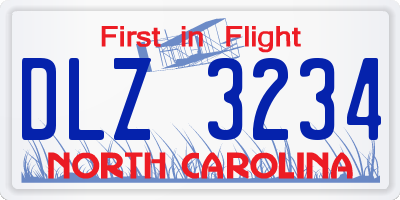 NC license plate DLZ3234