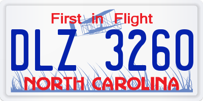 NC license plate DLZ3260