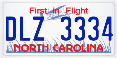 NC license plate DLZ3334