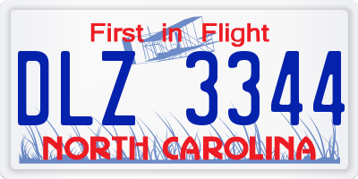NC license plate DLZ3344