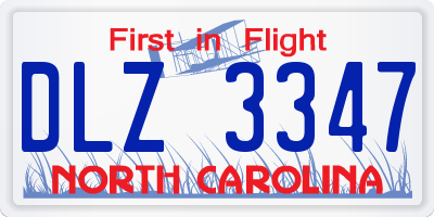 NC license plate DLZ3347