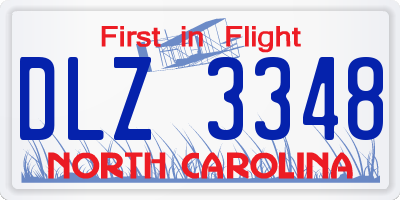 NC license plate DLZ3348
