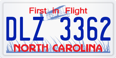 NC license plate DLZ3362
