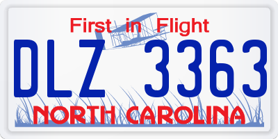 NC license plate DLZ3363