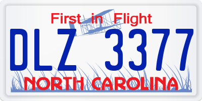 NC license plate DLZ3377