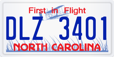 NC license plate DLZ3401