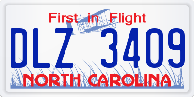 NC license plate DLZ3409