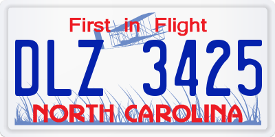 NC license plate DLZ3425