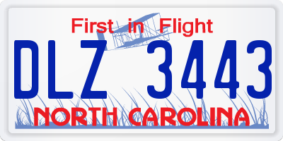 NC license plate DLZ3443