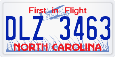 NC license plate DLZ3463