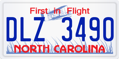 NC license plate DLZ3490