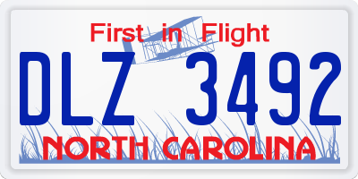 NC license plate DLZ3492