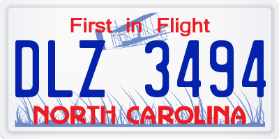 NC license plate DLZ3494