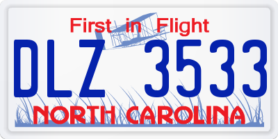 NC license plate DLZ3533