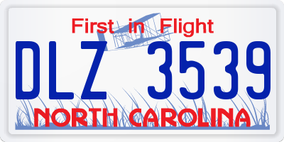 NC license plate DLZ3539