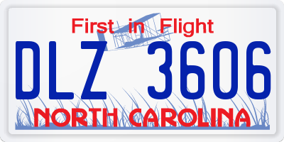 NC license plate DLZ3606