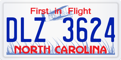 NC license plate DLZ3624