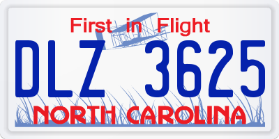 NC license plate DLZ3625