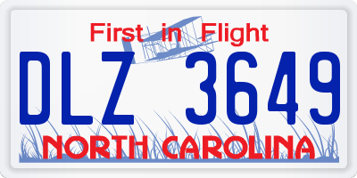 NC license plate DLZ3649