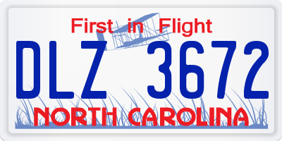 NC license plate DLZ3672