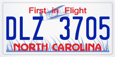 NC license plate DLZ3705