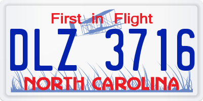 NC license plate DLZ3716
