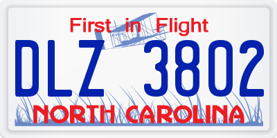 NC license plate DLZ3802