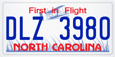 NC license plate DLZ3980