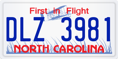 NC license plate DLZ3981