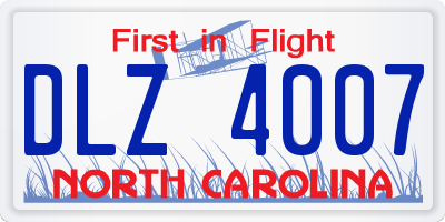 NC license plate DLZ4007