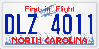 NC license plate DLZ4011