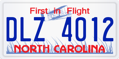 NC license plate DLZ4012