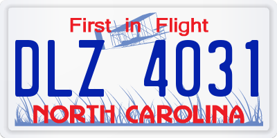 NC license plate DLZ4031
