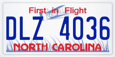 NC license plate DLZ4036