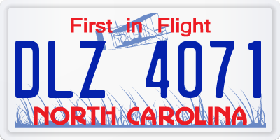 NC license plate DLZ4071