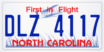 NC license plate DLZ4117