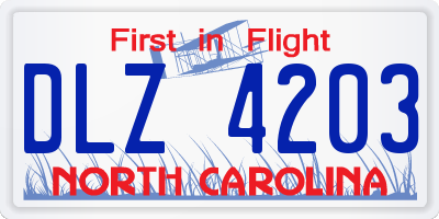 NC license plate DLZ4203