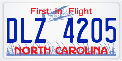 NC license plate DLZ4205