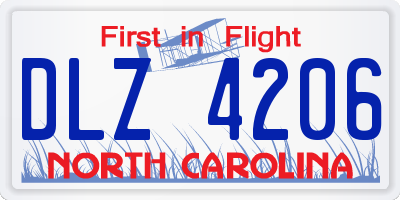 NC license plate DLZ4206