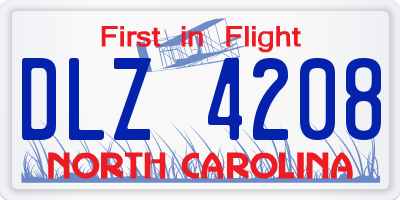 NC license plate DLZ4208